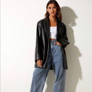 Saken Blazer in Black Faux Leather